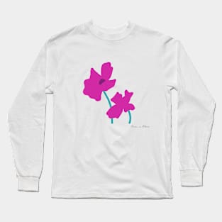 Fuchsia Ranunculus in Colorist style Long Sleeve T-Shirt